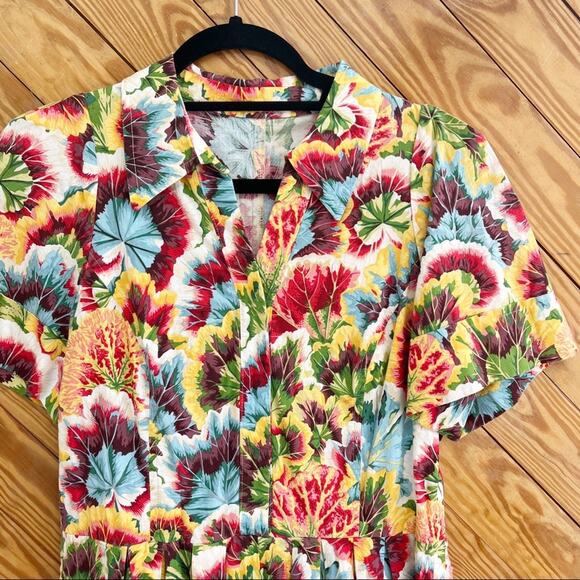 Vintage Multi Floral Print Pleated Shirt Dress - Picture 2 of 4